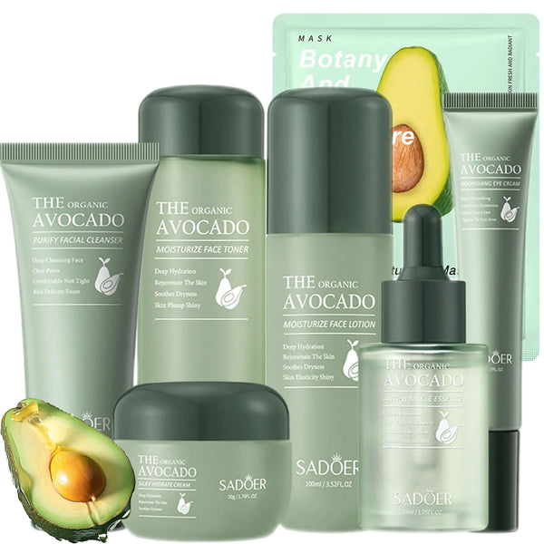 Avocado Skin Care Set – 11-in-1 Anti-Aging Facial Kit for Women & Men | Cleanser, Serum, Eye Cream, Toner & More